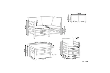 Loungegrupp med bord Cerreto Vit/ljust trä, 4-Sits - Vit/ljust trä, 4-Sits - Utemöbler - Utegrupp - Loungegrupp