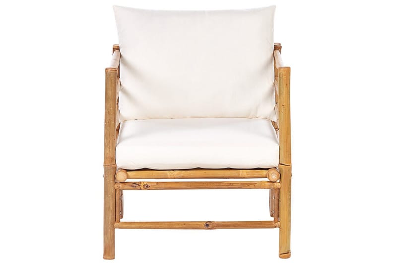 Loungegrupp med bord Cerreto Vit/ljust trä, 5-Sits - Vit/ljust trä, 5-Sits - Utemöbler - Utegrupp - Loungegrupp