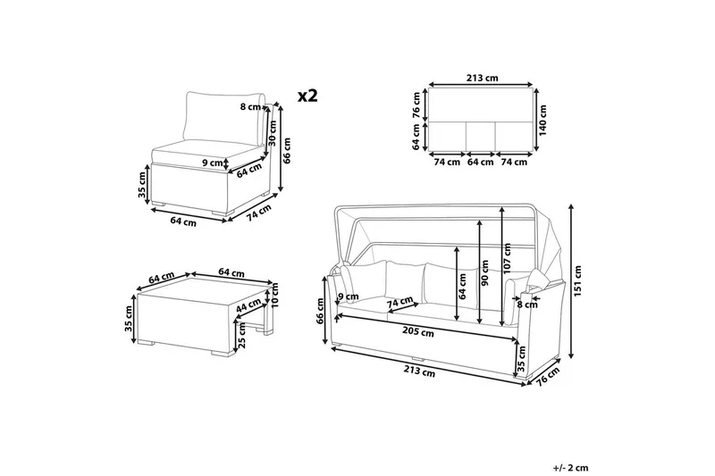 Loungegrupp med bord Coccolia - Utemöbler - Utegrupp - Loungegrupp