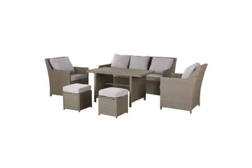 Loungegrupp med bord Fonti Natur/grå/beige - Natur/grå/beige - Utemöbler - Utegrupp - Loungegrupp
