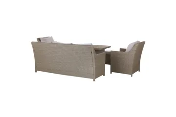 Loungegrupp med bord Fonti Natur/grå/beige - Natur/grå/beige - Utemöbler - Utegrupp - Loungegrupp