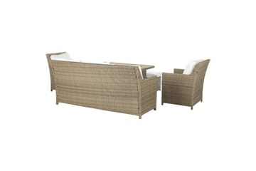 Loungegrupp med bord Fonti Vit/brun - Vit/brun - Utemöbler - Utegrupp - Loungegrupp