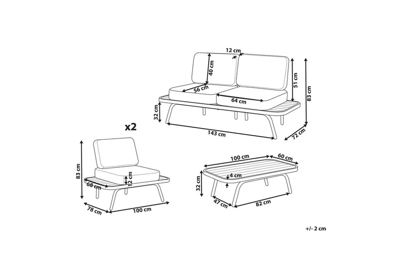 Loungegrupp med bord Minozzo - Utemöbler - Utegrupp - Loungegrupp