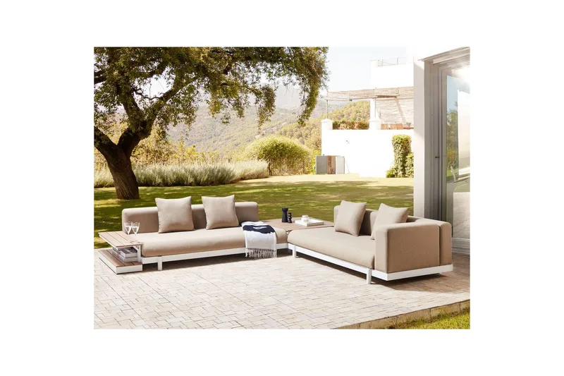 Loungegrupp med bord Missanello Beige/vit - Beige/vit - Utemöbler - Utegrupp - Loungegrupp