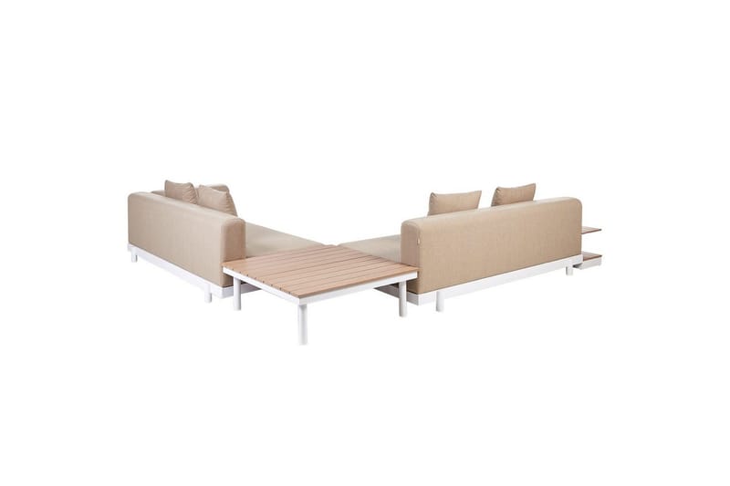 Loungegrupp med bord Missanello Beige/vit - Beige/vit - Utemöbler - Utegrupp - Loungegrupp