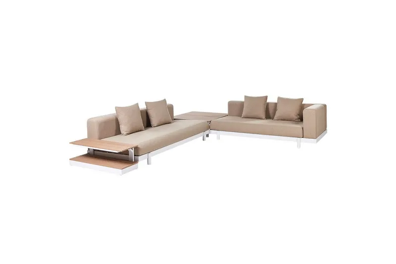 Loungegrupp med bord Missanello Beige/vit, Beige/vit