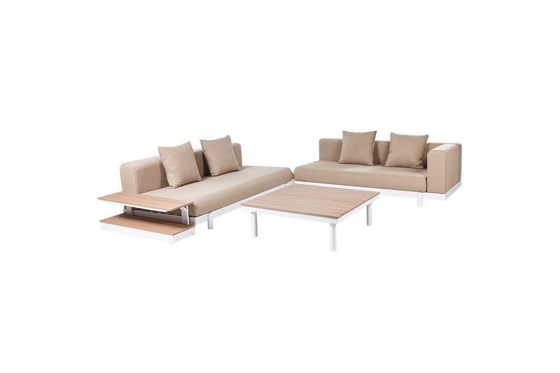 Loungegrupp med bord Missanello Beige/vit - Beige/vit - Utemöbler - Utegrupp - Loungegrupp
