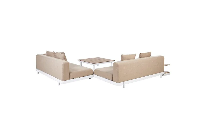 Loungegrupp med bord Missanello Beige/vit - Beige/vit - Utemöbler - Utegrupp - Loungegrupp