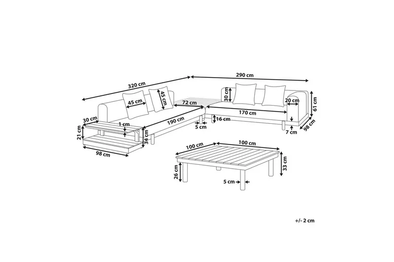 Loungegrupp med bord Missanello Beige/vit - Beige/vit - Utemöbler - Utegrupp - Loungegrupp