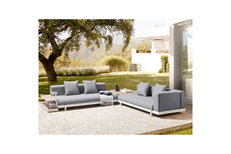 Loungegrupp med bord Missanello Grå/vit - Grå/vit - Utemöbler - Utegrupp - Loungegrupp