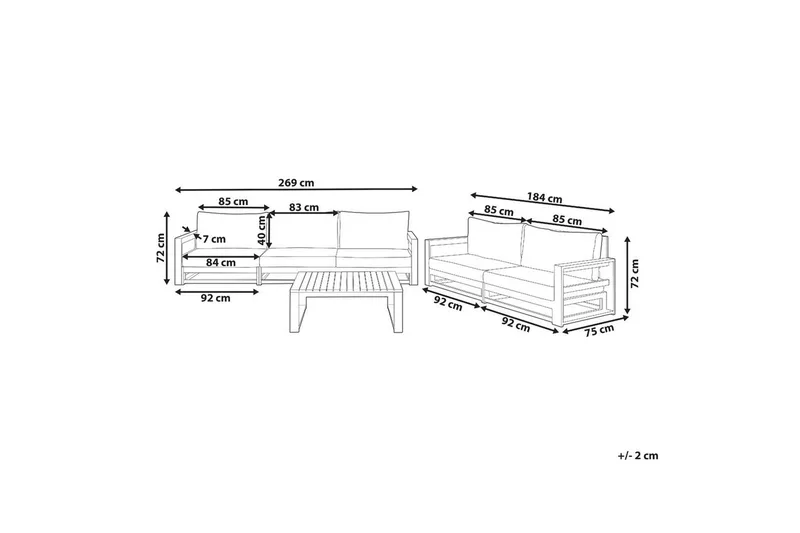 Loungegrupp med bord Timor Ljus trä/grått/beige, Ja - Ljus trä/grått/beige, Ja - Utemöbler - Utegrupp - Loungegrupp