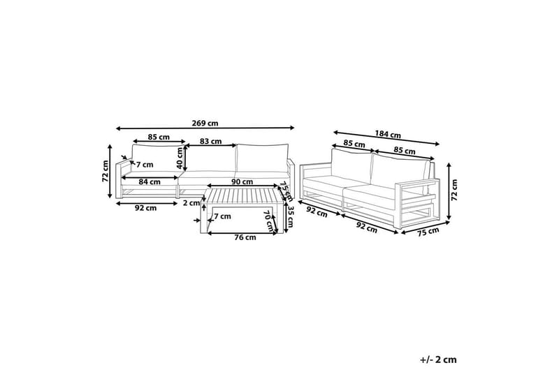 Loungegrupp med bord Timor Mörkt trä/grått/beige, Ja - Mörkt trä/grått/beige, Ja - Utemöbler - Utegrupp - Loungegrupp