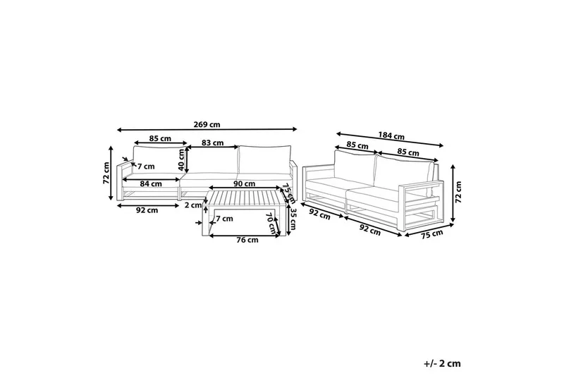 Loungegrupp med bord Timor Mörkt trä/grått/beige, Ja - Mörkt trä/grått/beige, Ja - Utemöbler - Utegrupp - Loungegrupp