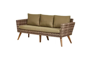 Loungegrupp med bord Vittoria Beige/grönt/mörkt trä, 5-Sits - Beige/grönt/mörkt trä, 5-Sits - Utemöbler - Utegrupp - Loungegrupp