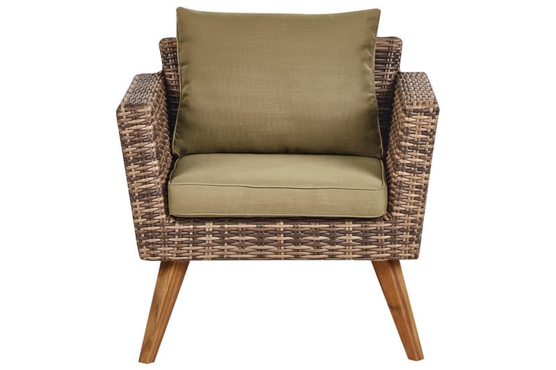 Loungegrupp med bord Vittoria Beige/grönt/mörkt trä, 5-Sits - Beige/grönt/mörkt trä, 5-Sits - Utemöbler - Utegrupp - Loungegrupp