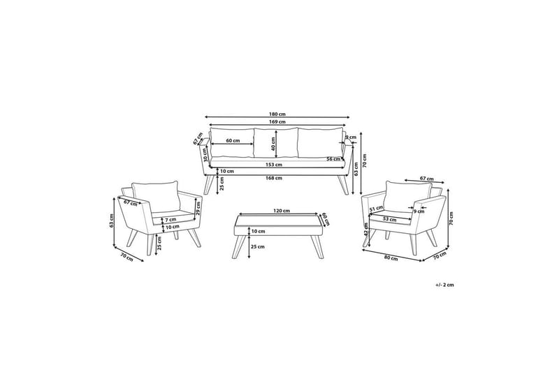 Loungegrupp med bord Vittoria Beige/grönt/mörkt trä, 5-Sits - Beige/grönt/mörkt trä, 5-Sits - Utemöbler - Utegrupp - Loungegrupp
