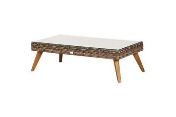 Loungegrupp med bord Vittoria Beige/grönt/mörkt trä, 5-Sits - Beige/grönt/mörkt trä, 5-Sits - Utemöbler - Utegrupp - Loungegrupp