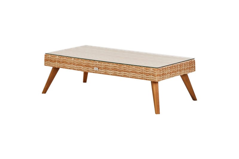 Loungegrupp med bord Vittoria Beige/vit/ljust trä, 5-Sits - Beige/vit/ljust trä, 5-Sits - Utemöbler - Utegrupp - Loungegrupp