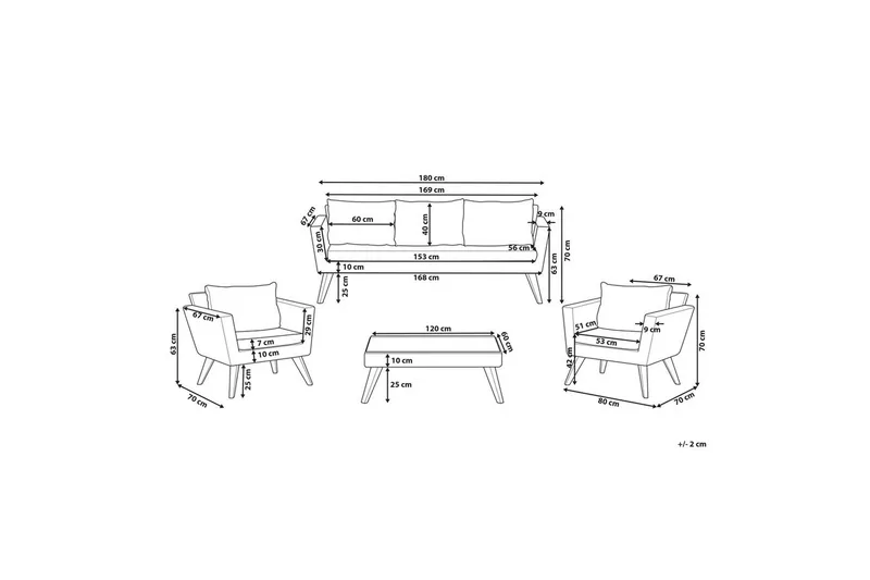 Loungegrupp med bord Vittoria Beige/vit/ljust trä, 5-Sits - Beige/vit/ljust trä, 5-Sits - Utemöbler - Utegrupp - Loungegrupp