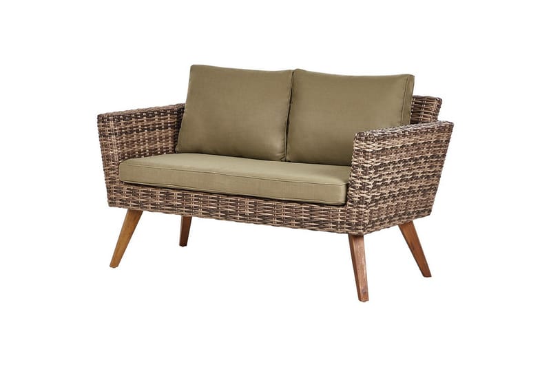 Loungegrupp med bord Vittoria Naturligt/grönt/ljust trä, 4-Sits - Naturligt/grönt/ljust trä, 4-Sits - Utemöbler - Utegrupp - Loungegrupp