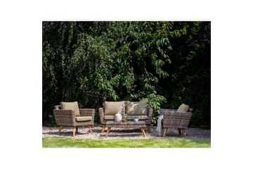 Loungegrupp med bord Vittoria Naturligt/grönt/ljust trä, 4-Sits - Naturligt/grönt/ljust trä, 4-Sits - Utemöbler - Utegrupp - Loungegrupp