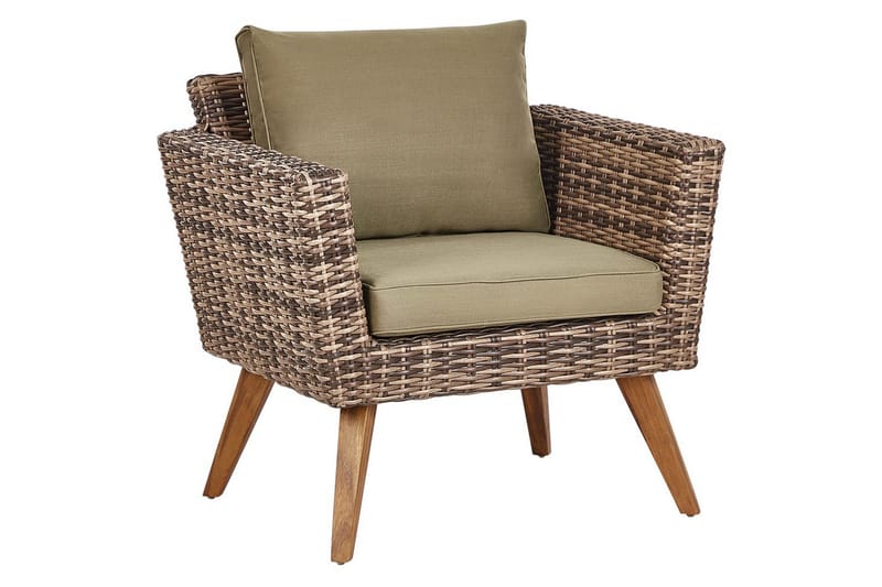 Loungegrupp med bord Vittoria Naturligt/grönt/ljust trä, 4-Sits - Naturligt/grönt/ljust trä, 4-Sits - Utemöbler - Utegrupp - Loungegrupp