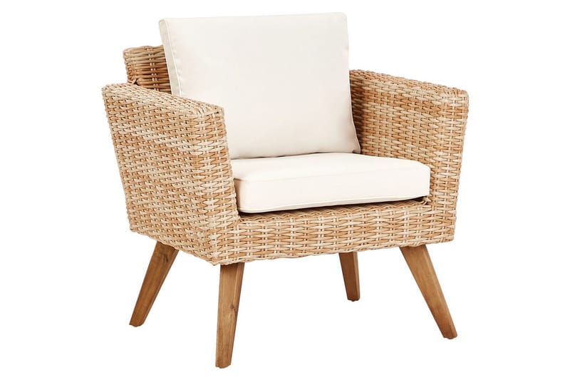 Loungegrupp med bord Vittoria Naturligt/vitt/ljust trä, 4-Sits - Naturligt/vitt/ljust trä, 4-Sits - Utemöbler - Utegrupp - Loungegrupp