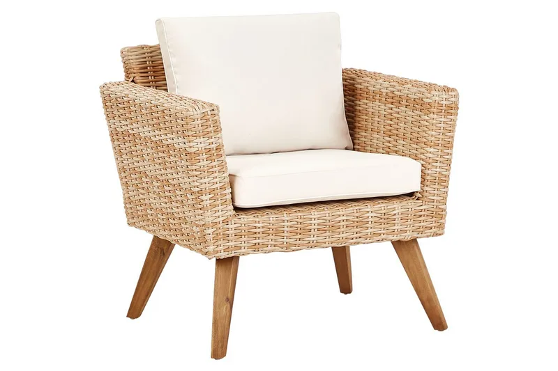 Loungegrupp med bord Vittoria Naturligt/vitt/ljust trä, 4-Sits - Naturligt/vitt/ljust trä, 4-Sits - Utemöbler - Utegrupp - Loungegrupp