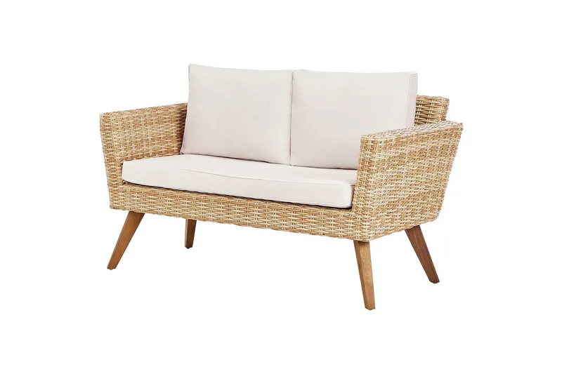 Loungegrupp med bord Vittoria Naturligt/vitt/ljust trä, 4-Sits - Naturligt/vitt/ljust trä, 4-Sits - Utemöbler - Utegrupp - Loungegrupp