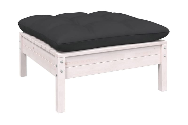 Loungegrupp Utomhus med dynor 10 delar vit massiv furu - Vit/svart - Utemöbler - Utegrupp - Loungegrupp
