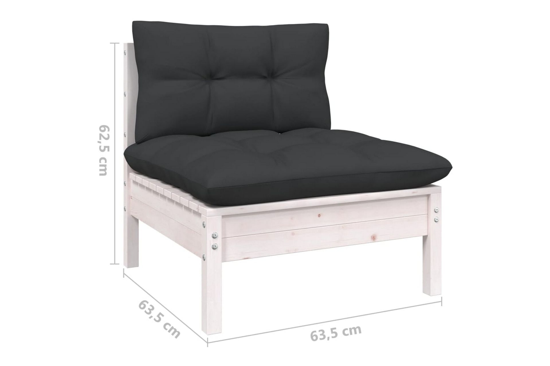 Loungegrupp Utomhus med dynor 5 delar massiv furu - Vit/svart - Utemöbler - Utegrupp - Loungegrupp