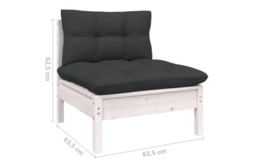 Loungegrupp Utomhus med dynor 5 delar massiv furu - Vit/svart - Utemöbler - Utegrupp - Loungegrupp