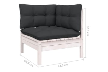 Loungegrupp Utomhus med dynor 5 delar massiv furu - Vit/svart - Utemöbler - Utegrupp - Loungegrupp