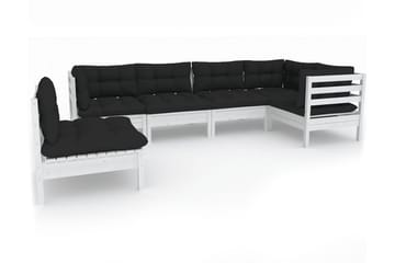 Loungegrupp Utomhus med dynor 6 delar vit massiv furu