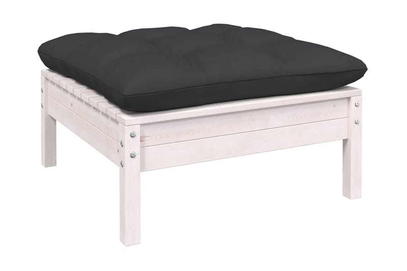 Loungegrupp Utomhus med dynor 6 delar vit massiv furu - Vit/svart - Utemöbler - Utegrupp - Loungegrupp