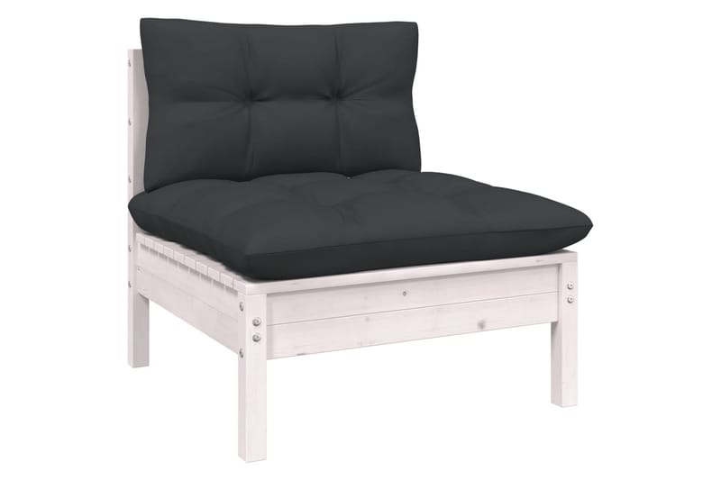 Loungegrupp Utomhus med dynor 7 delar vit massiv furu - Vit/svart - Utemöbler - Utegrupp - Loungegrupp
