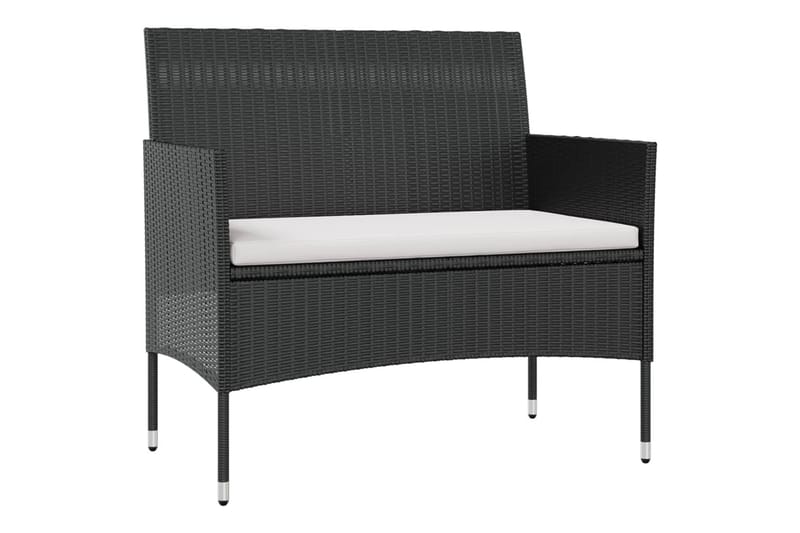 Loungegrupp Utomhus med dynor 8 delar konstrotting svart - Svart/vit - Utemöbler - Utegrupp - Loungegrupp