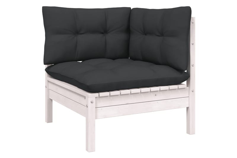 Loungegrupp Utomhus med dynor 8 delar vit massiv furu - Vit/svart - Utemöbler - Utegrupp - Loungegrupp