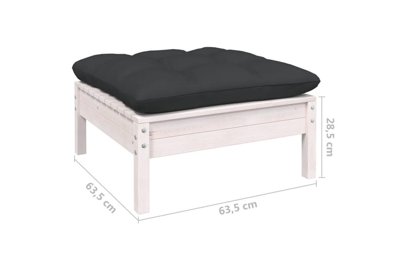 Loungegrupp Utomhus med dynor 8 delar vit massiv furu - Vit/svart - Utemöbler - Utegrupp - Loungegrupp