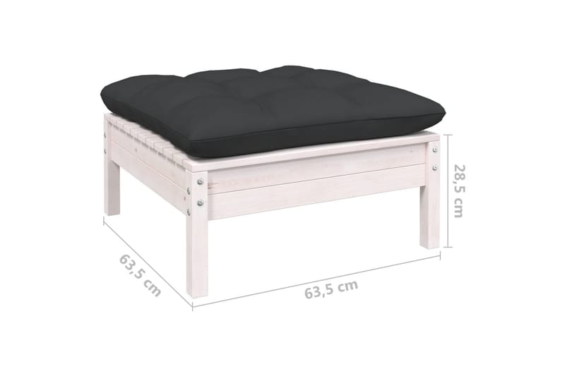 Loungegrupp Utomhus med dynor 8 delar vit massiv furu - Vit/svart - Utemöbler - Utegrupp - Loungegrupp