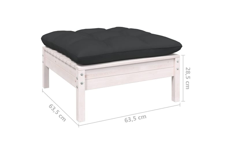 Loungegrupp Utomhus med dynor 8 delar vit massiv furu - Vit/svart - Utemöbler - Utegrupp - Loungegrupp