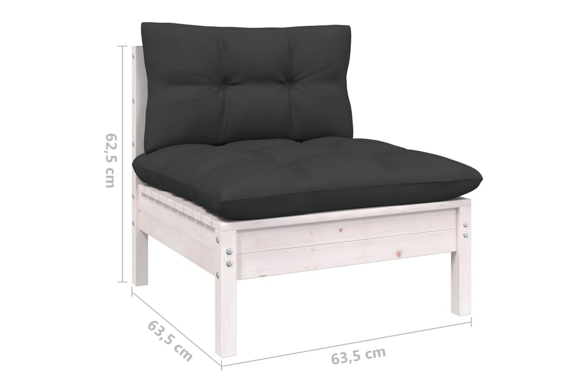 Loungegrupp Utomhus med dynor 9 delar massiv furu - Vit/svart - Utemöbler - Utegrupp - Loungegrupp