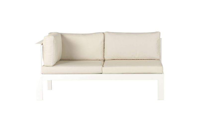 Loungegrupp med dynor Messina Vit/ljust trä/beige - Vit/ljust trä/beige - Utemöbler - Utegrupp - Loungegrupp