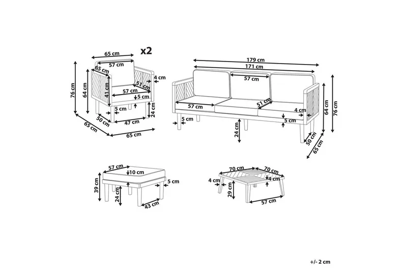 Loungegrupp med fotpall Baratti - Utemöbler - Utegrupp - Loungegrupp