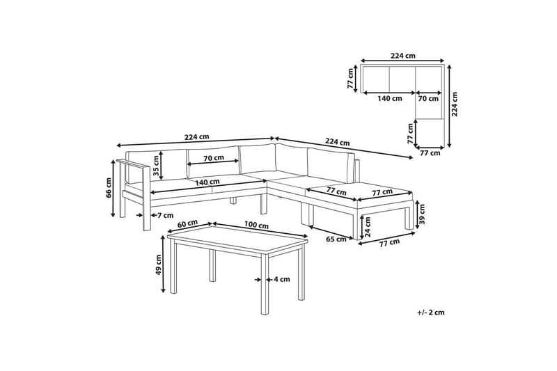 Loungegrupp Messina Grön/svart/grå - Grön/svart/grå - Utemöbler - Utegrupp - Loungegrupp