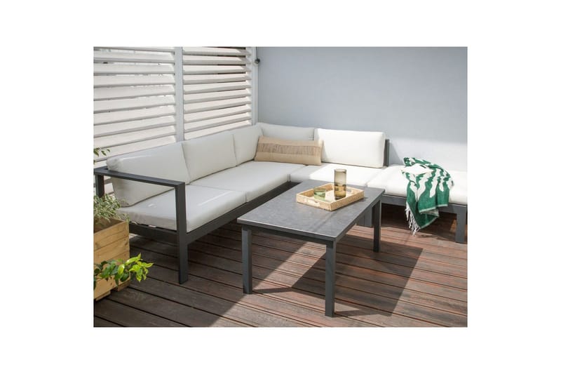 Loungegrupp Messina Vit/svart/grå - Vit/svart/grå - Utemöbler - Utegrupp - Loungegrupp