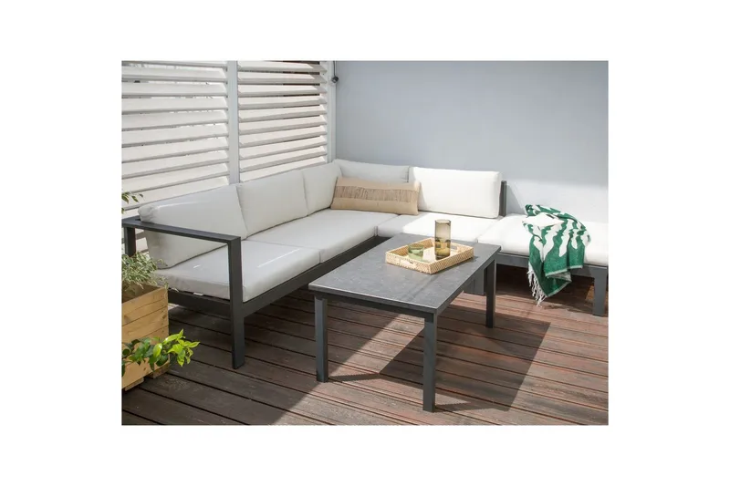 Loungegrupp Messina Vit/svart/grå - Vit/svart/grå - Utemöbler - Utegrupp - Loungegrupp