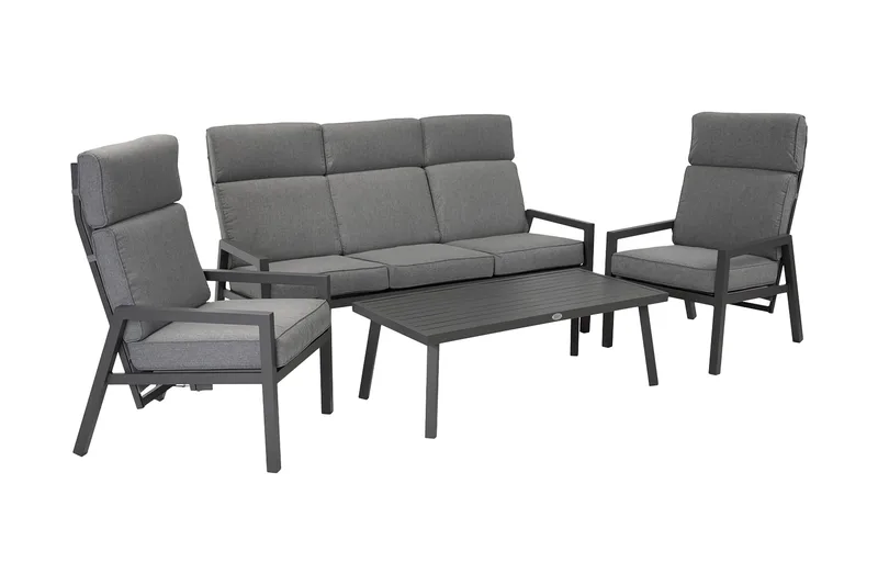 Möbelset Casper Utebord Utesoffa Och 2 Utestolar Mörkgrå