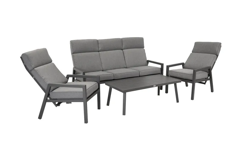 Möbelset Casper Utebord Utesoffa Och 2 Utestolar Mörkgrå - Utemöbler - Utegrupp - Loungegrupp