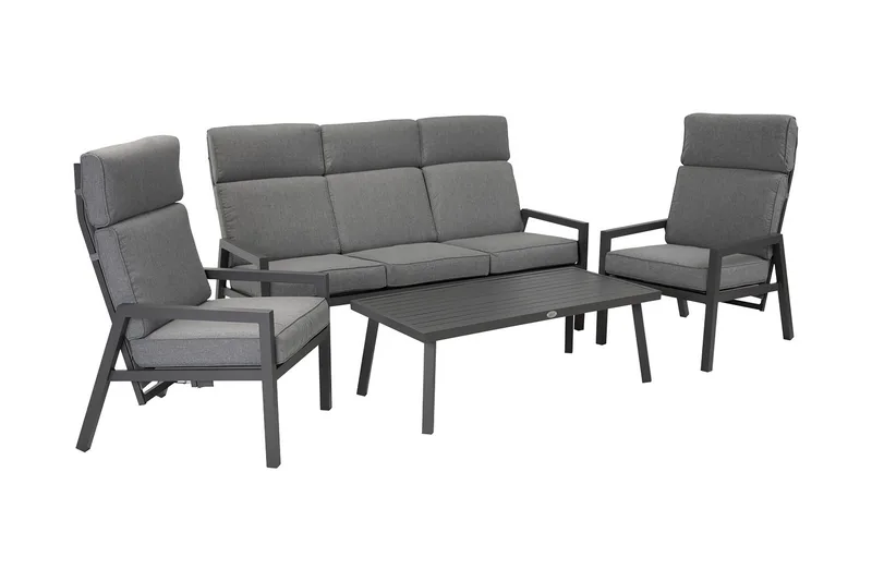 Möbelset Casper Utebord Utesoffa Och 2 Utestolar Mörkgrå - Utemöbler - Utegrupp - Loungegrupp